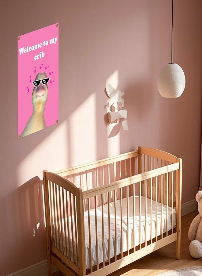 QIYUDA Welcome to My Crib Duck Flag 2x3 Ft Bedroom College Dorm Decor Duck Tapestry with 4 Brass Grommets Flags (Pink) - Image 4